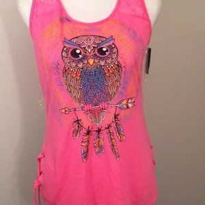 Owl No Boundaries Tank Top XS Pink